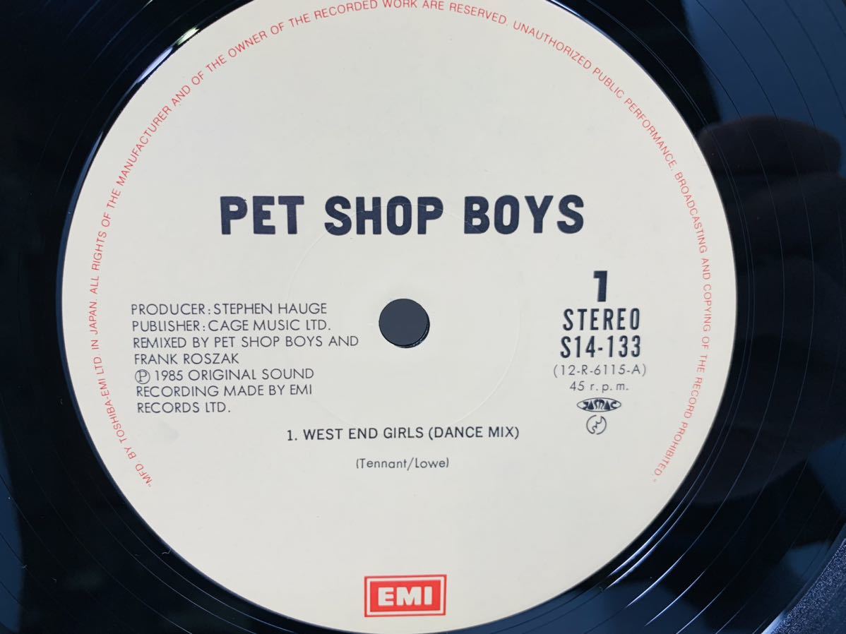 PET SHOP BOYS ペット・ショップ・ボーイズ ウエスト・エンド・ガールズ 45r.p.m. STEREO S14-133 ロック TOSHIBA EMI レコード盤 レコード_画像7