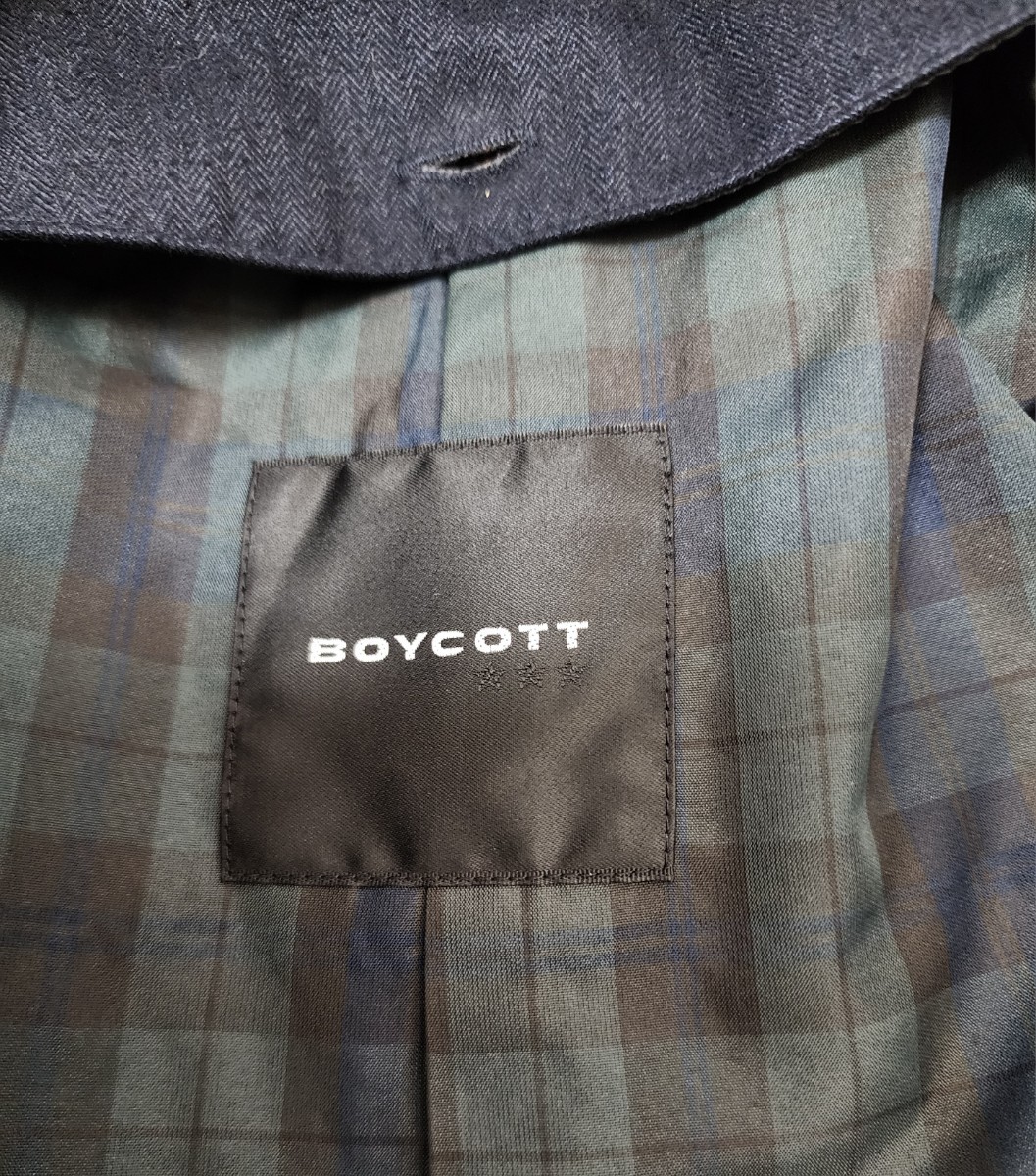 即決 早い者勝ち 【BOYCOTT/ボイコット】トレンチコート 紺色 ベルト付き コットンコート インナー取り外し可能 2WAY サイズ3 _画像9