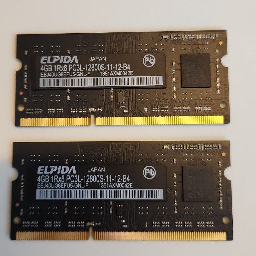 ELPIDA メモリ 4GB 1Rx8 PC3L-12800S 2枚 合計8GB