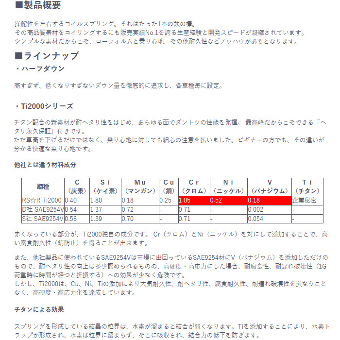 RS-R Ti2000ハーフダウンサス ステラ/ステラカスタム LA110F 代引送料無料(沖縄・離島除く)_画像2