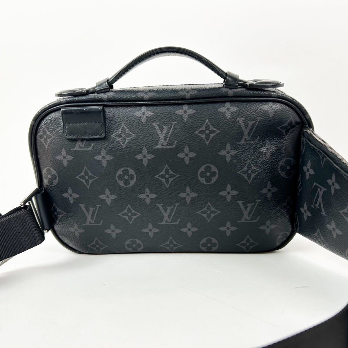 1円 ☆美品☆ LOUIS VUITTON ルイヴィトン バムバッグ クラッチバッグ 2WAY モノグラム エクリプス グレー ブラック メンズ ボディバッグの画像3