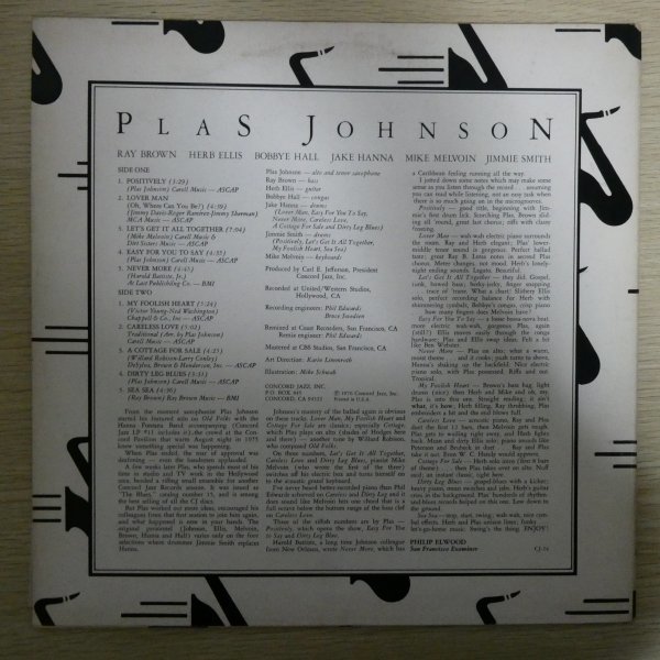 LP4503☆US/Concord Jazz「Plas Johnson / Positively / CJ-24」_画像2
