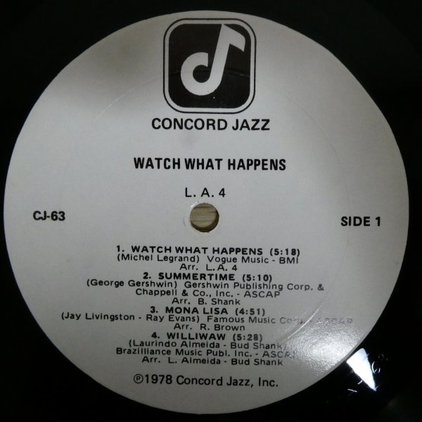 LP4519☆US/Concord Jazz「L.A.4 / Watch What Happens / CJ-63」_画像4