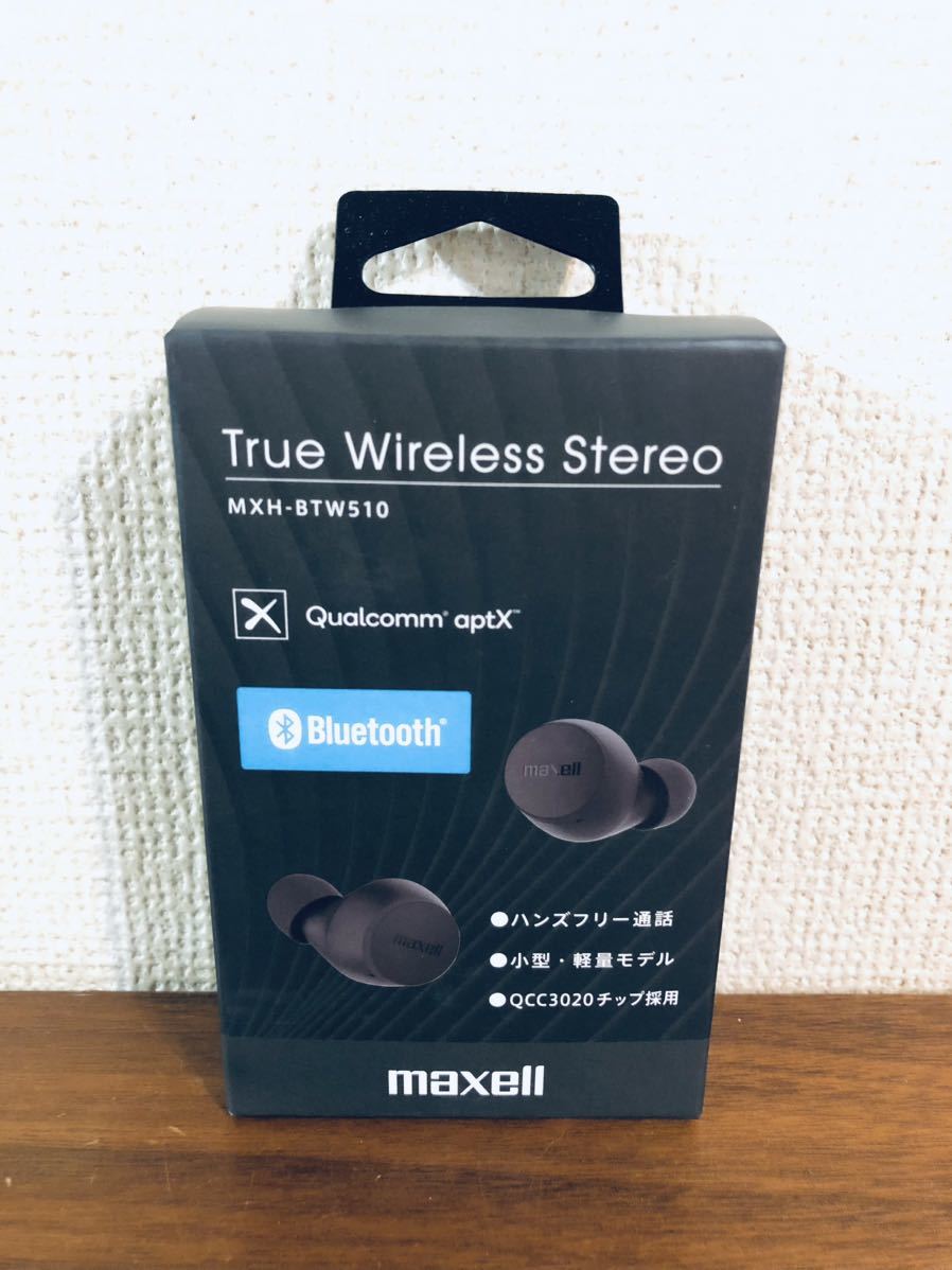 送料無料◆maxwell Bluetooth 完全ワイヤレスイヤホン MXH-BTW510 BK ブラック 新品_画像1