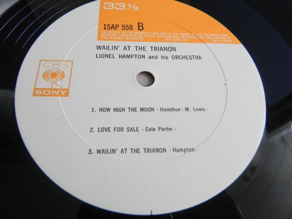 ■LP【 Japan/ CBS/Sony】Lionel Hampton And His Orchestra /Wailin' At The Trianon◆15AP 558/1977◆ジャズ_画像4