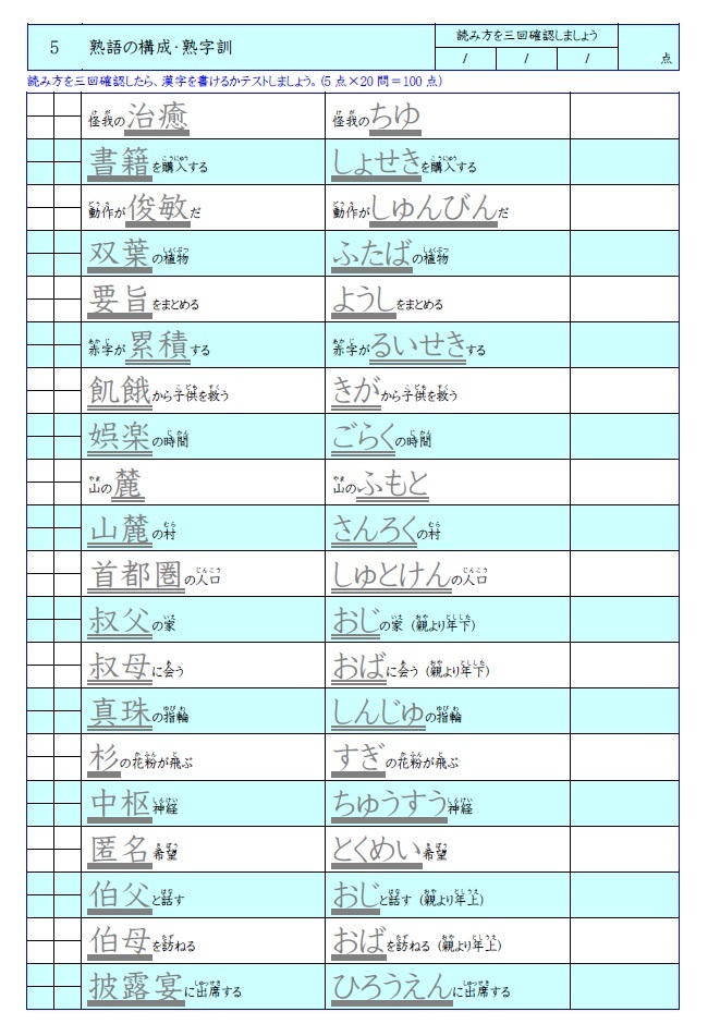 学び道場の【中学３年かんたん国語マスター】漢字・言葉・文章・文法・古文・漢文★国語が苦手でも理解できる★WORD版とPDF版を収録◎_漢字は読みを覚えてから書きに挑戦します◎