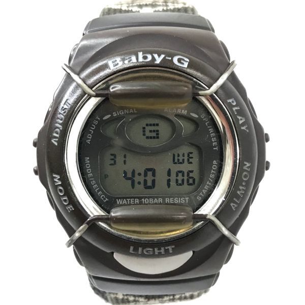 CASIO カシオ BABY-G ベビージー 腕時計 BGM-100 クオーツ デジタル ラウンド ブラウン ナイロンベルト シンプル 電池交換済み 動作確認済_画像2