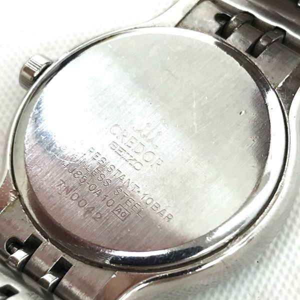 SEIKO セイコー CREDOR クレドール 腕時計 4J85-0A10 クオーツ アナログ ラウンド ホワイト シルバー コレクション 電池交換済 動作確認済_画像6