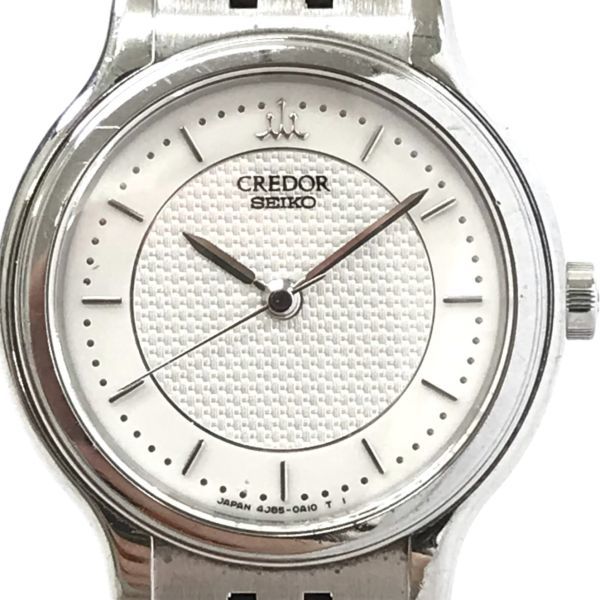 SEIKO セイコー CREDOR クレドール 腕時計 4J85-0A10 クオーツ アナログ ラウンド ホワイト シルバー コレクション 電池交換済 動作確認済_画像1