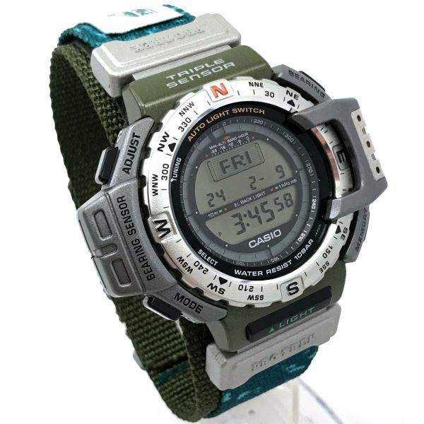 新品 CASIO カシオ PROTREK プロトレック 腕時計 PRT-40FSJ-3 クオーツ デジタル ラウンド トリプルセンサー 電池交換済み 動作確認済み_画像4