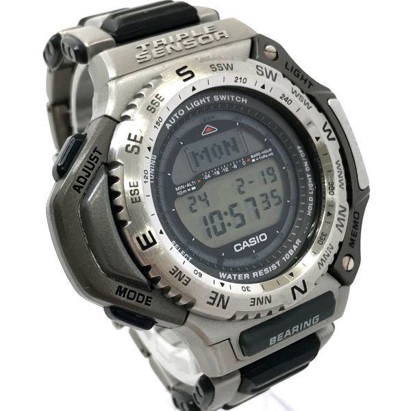 CASIO カシオ PROTREK プロトレック 腕時計 PRT-1400 クオーツ デジタル ラウンド ヴィンテージ トリプルセンサー 電池交換済 動作確認済_画像4