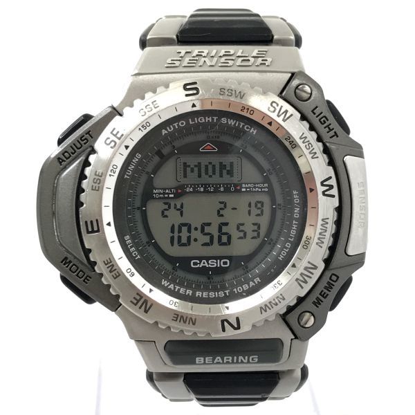 CASIO カシオ PROTREK プロトレック 腕時計 PRT-1400 クオーツ デジタル ラウンド ヴィンテージ トリプルセンサー 電池交換済 動作確認済_画像2