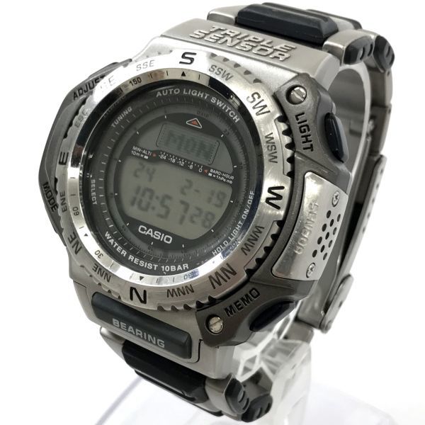CASIO カシオ PROTREK プロトレック 腕時計 PRT-1400 クオーツ デジタル ラウンド ヴィンテージ トリプルセンサー 電池交換済 動作確認済_画像3