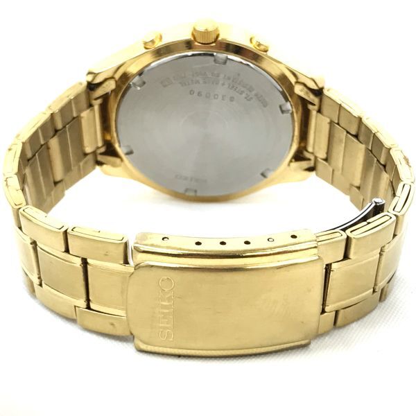 SEIKO セイコー 腕時計 V657-7100 クオーツ アナログ ラウンド ゴールド クロノグラフ カレンダー 蓄光 電池交換済み 動作確認済み_画像5