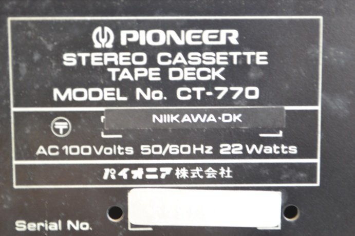 K●【ジャンク】PIONEER CT-770 カセットデッキ パイオニア_画像8