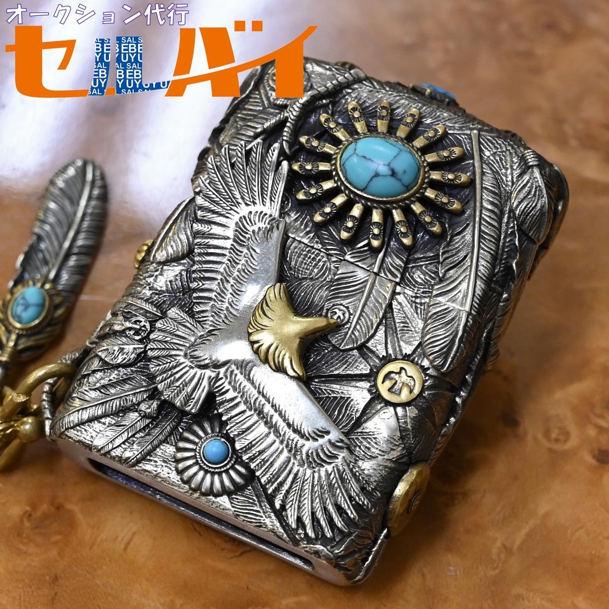 本物 極上品 ZIPPO 全面彫金 ゴローズ アリゾナフリーダムファン必見!! カスタムジャケット ジッポー オイルライター イーグル フェザー