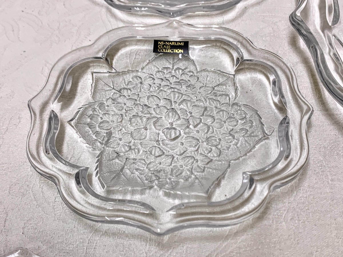 13504/NS-NARUMI GLASS パーティーセット 大皿・銘々皿５枚 未使用 紙箱 硝子食器 デッドストック_画像4