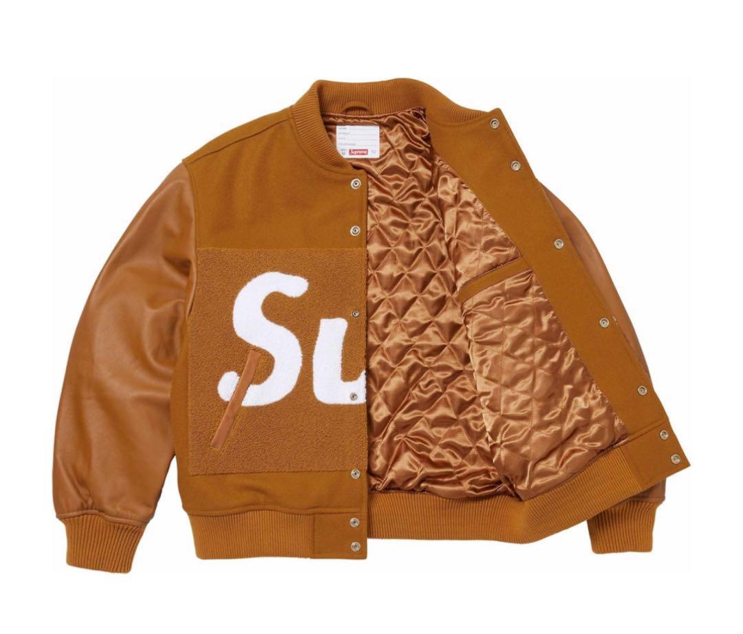 Supreme Big Logo Chenille Varsity Jacket 24ss Mustard Lサイズ 新品 未開封 Black Brown ジャケット シュプリーム_画像2