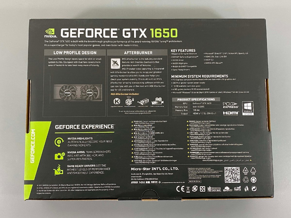 ＜未使用品＞MSI グラフィックボード GeForce GTX 1650 4GT LP（12724011901364SM）_画像6