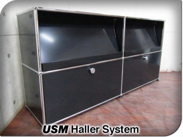 ■美品■USM Haller/USMハラー■最高級■ハラーキャビネット/ブラック/スタイリッシュモダン/2列2段サイドボードキャビネット/50万/ft8777kの画像1