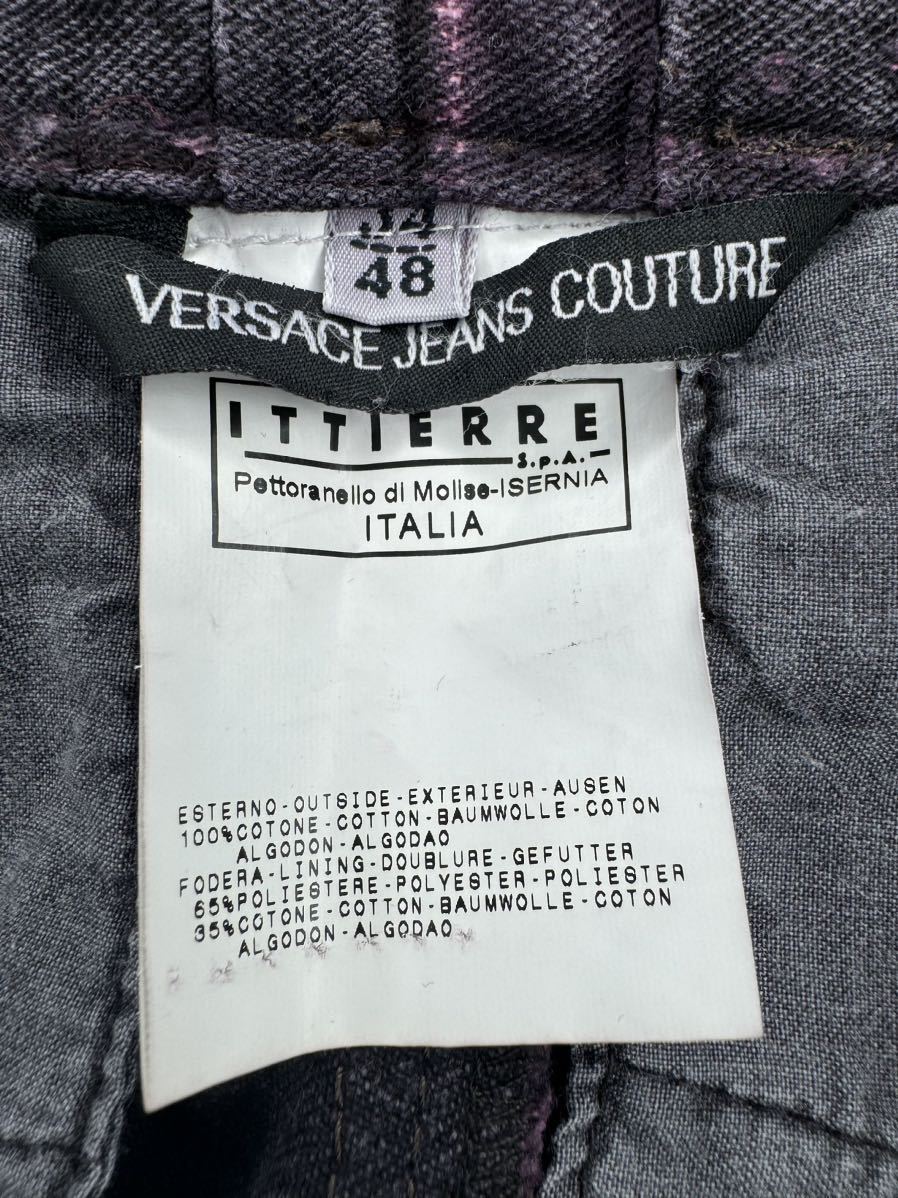 VERSACE JEANS COUTUREヴェルサーチ・ジーンズ・クチュール デニム パンツ　えんじ色 パープル ファスナー 中古　本物　48サイズ　W86_画像10