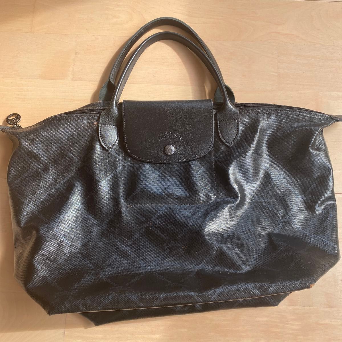 LONGCHAMP ロンシャン　 トートバッグ　ブラック　柄　A4