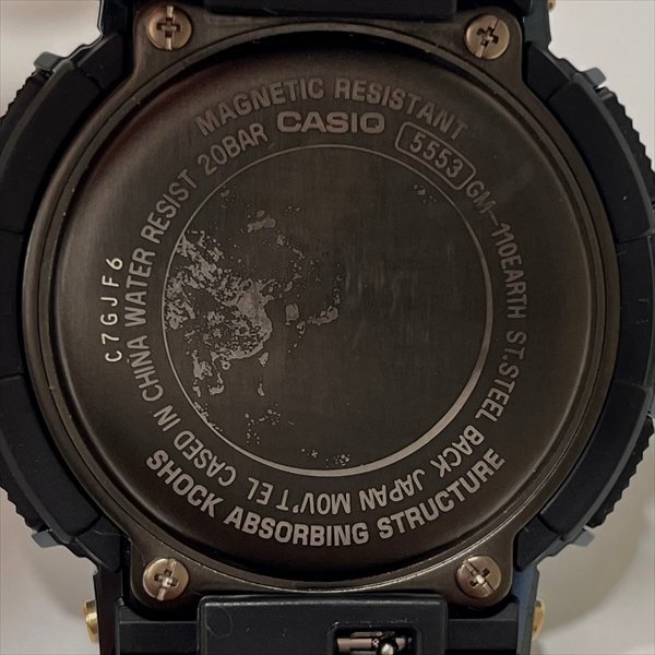 CASIO カシオ G-SHOCK Gショック GM-110EARTH-1AJR メタルカバード 地球モチーフ メンズ クオーツ腕時計 アナデジ 箱/保証書 稼働 極美品_画像6