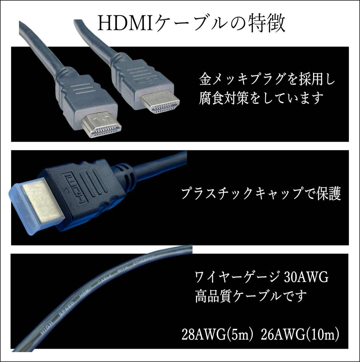 ■HDMIケーブル 3m ハイスピード Ver2.0 高品質プレミアム 3D ネットワーク 4K8KフルHD対応 2HDMI-30 【送料無料】_画像6