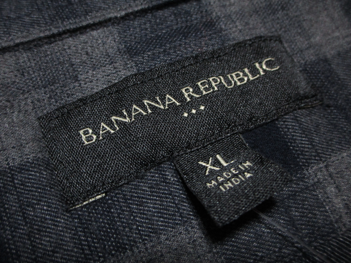 新品 【バナナリパブリック】 チェックデザイン 長袖BDシャツ サイズXL ネイビー×チャコール 未使用 Banana Republicの画像5