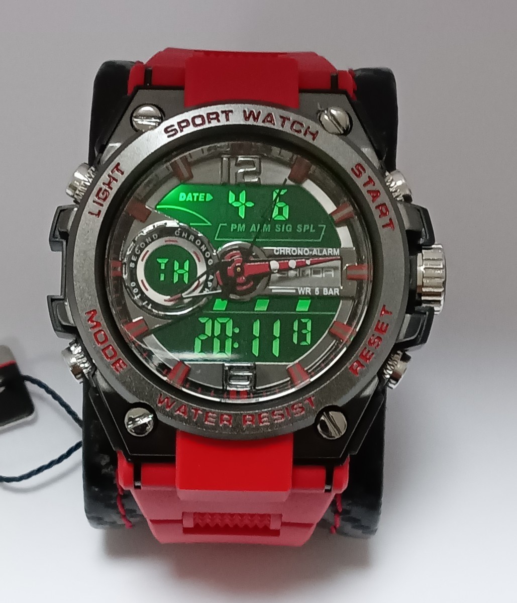 大谷翔平ホームラン王　セール メンズ腕時計 ダイバーズウォッチ 防水 サーフィン　レッド　高品質　デジタル ストップウォッチ1099HR _画像6
