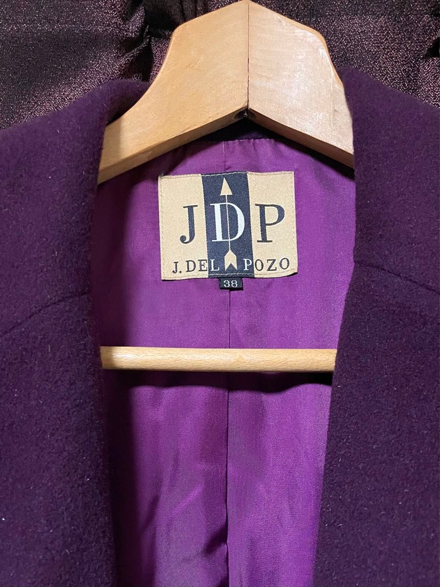 【J.DEL POZO】ロングコート マキシ丈  パープル紫 38サイズ レトロ