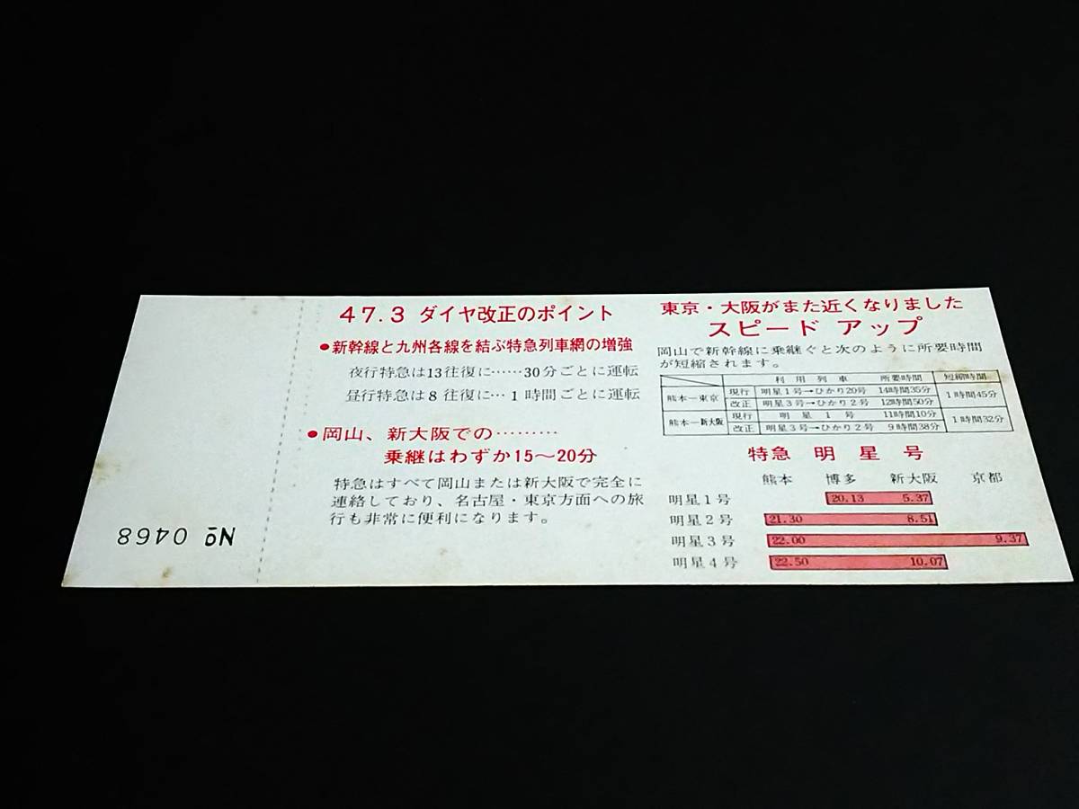 【記念きっぷ(入場券)】　「特急明星号増発記念」水俣駅　(47.3.15)　熊本鉄道管理局_画像2