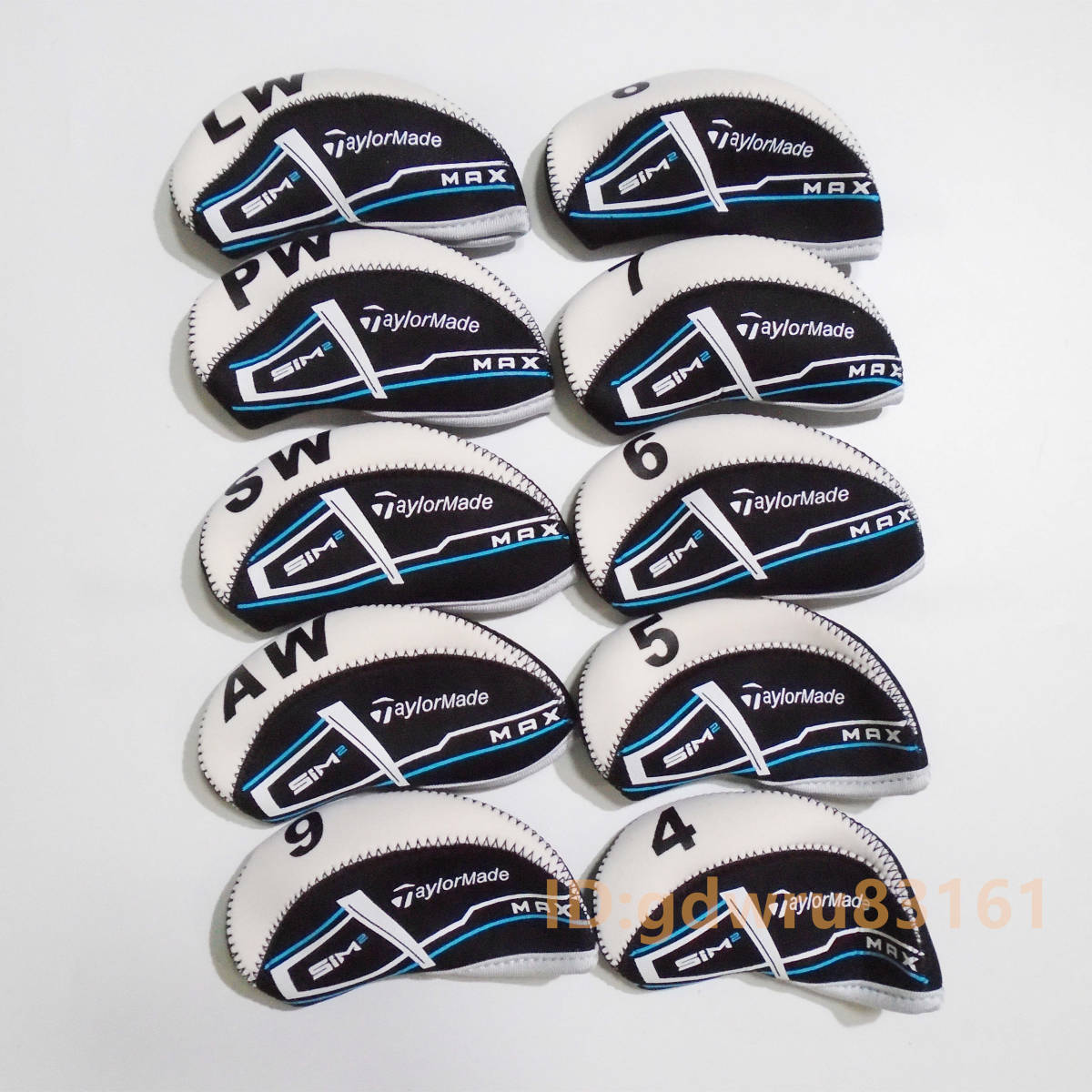 アイアンカバー 着脱らくらく 黒*白 Taylormade SIM2*MAX 10個セット_画像2