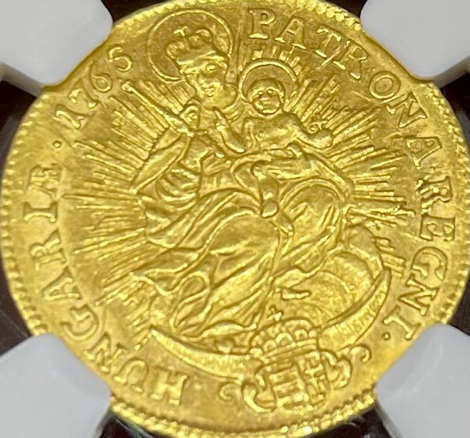 【1円スタート】1765 ハプスブルク領ハンガリー マリア・テレジア ダカット金貨NGC AU58イギリス エリザベス ウナとライオンコインではない_画像6