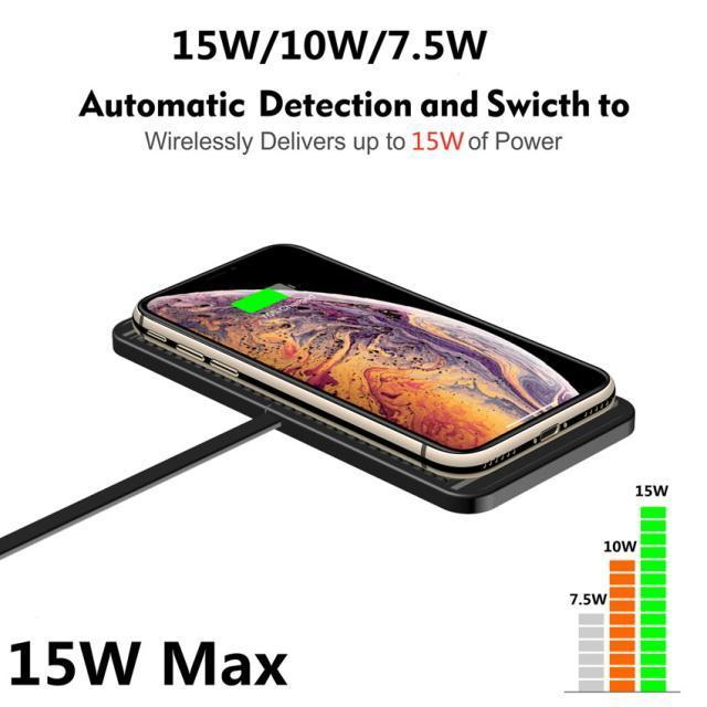 ズレないスマホワイヤレス充電器マットラバー スマホ 置くだけ充電器USB式 iphone/android幅広い互換性15w/10w/7.5w出力 高速充電 カットok_画像4