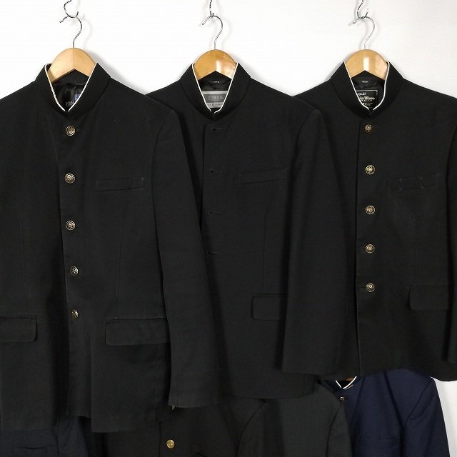 メンズ 学ラン 学生服 155A～175A 無地 1円 中古 制服 平塚工科高校 長崎桜が原中学 佐賀小城中学 10枚 セット 詰合わせ 39CS-375 DF_画像3