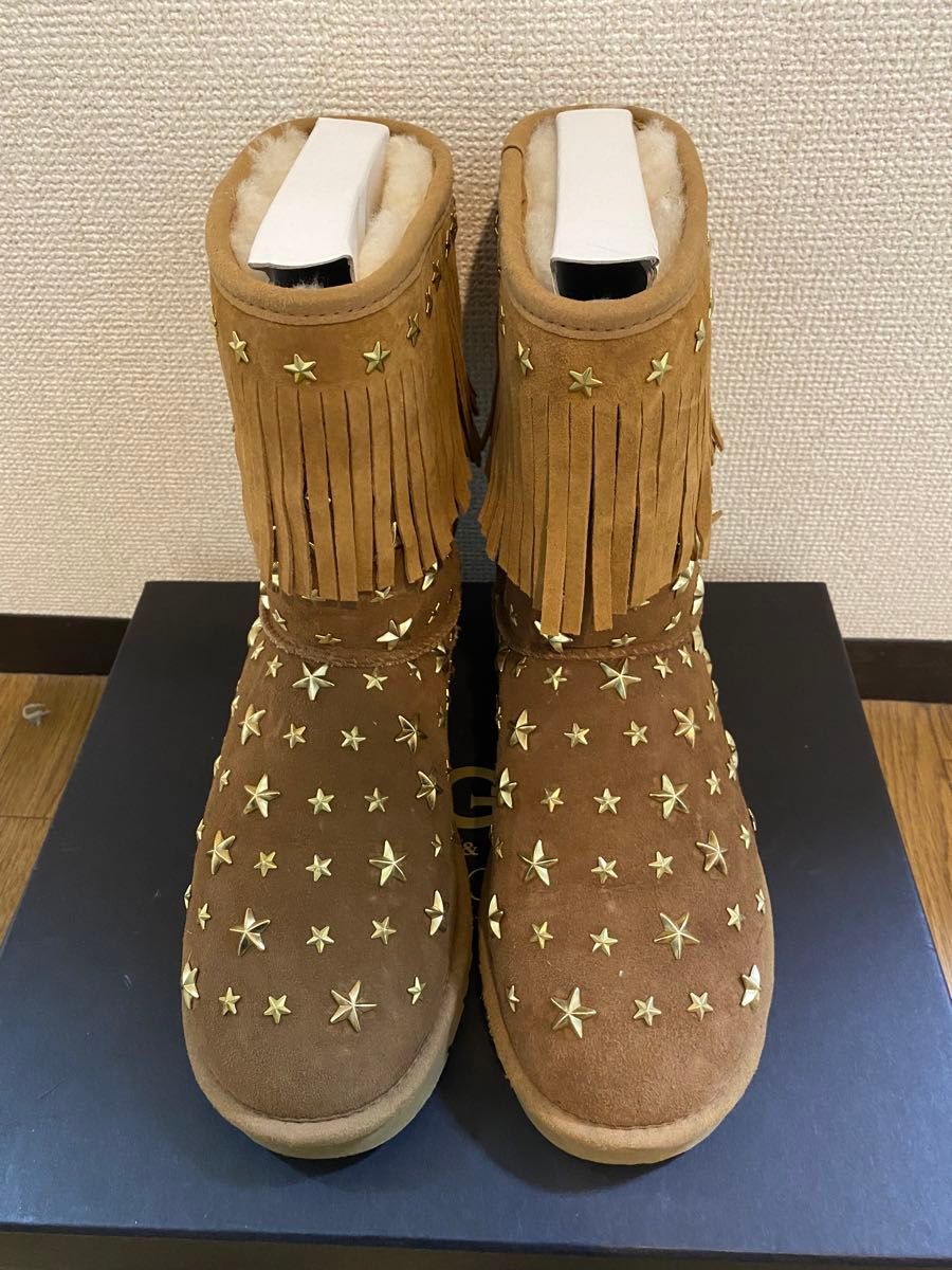 ジミーチュウ×アグJIMMYCHOO×UGGスタースタッズフリンジムートンブーツ