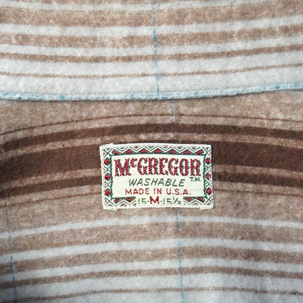 50s ビンテージ MCGREGOR マクレガー プリントネル オープンカラーシャツ ストライプ Mの画像5