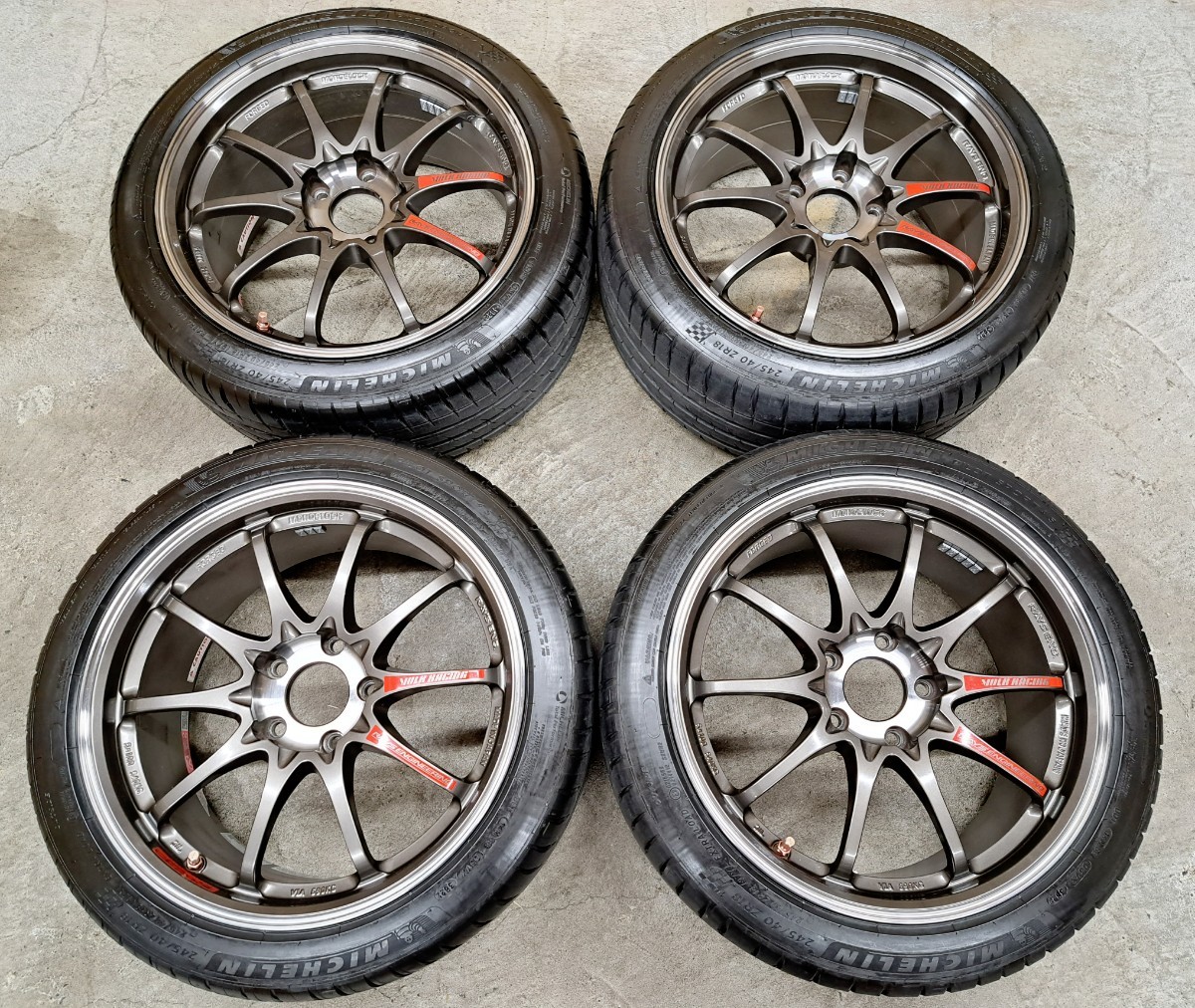 【ほぼ新品】RAYS VOLK RACING CE28SL ホイールタイヤ 2022 ミシュラン PS4S 245/40R18 9.0J 18インチ 120 FK8 FL5 シビックタイプR 鍛造