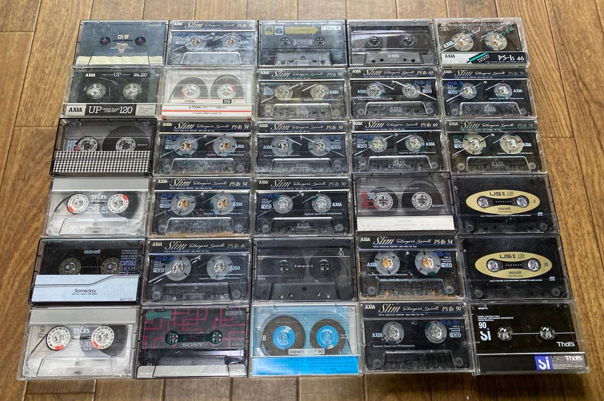 当時物　中古　カセットテープ　その1　AXIA/ソニー/Maxellなど　106本　まとめて　大量　記録媒体　昭和レトロ　ビンテージ_画像2