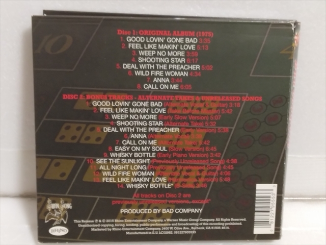 ２ＣＤ Bad Company / バッド・カンパニー Straight Shooter Deluxe Edition/ ストレート・シューター デラックス Remastered デジパック_画像2