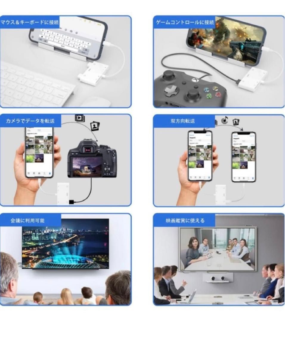 iPhone HDML変換ケーブル 写真転送 SDカード USB ミラーリング