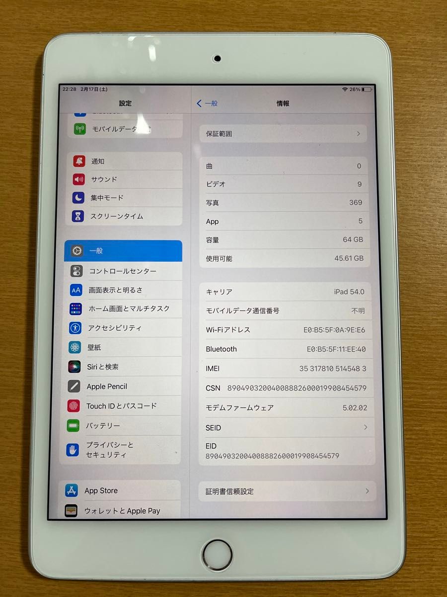 iPad mini 第5世代 Cellular セルラーモデル 64GB シルバー　