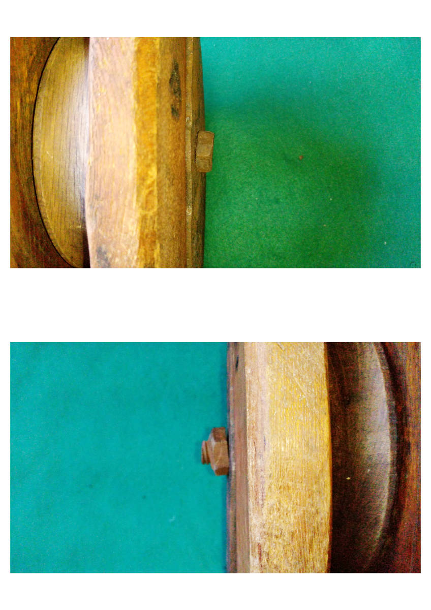 木製滑車（車軸に曲がりあり） 重量　3.8kg 大きさ360×150×140mm 昭和時代の漁業資材　レトロ品　オブジェ・飾りもの用　水洗い済_画像10