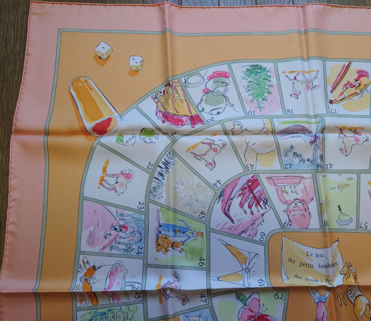 HERMESエルメススカーフ カレ90 Le jeu des petits bonheurs