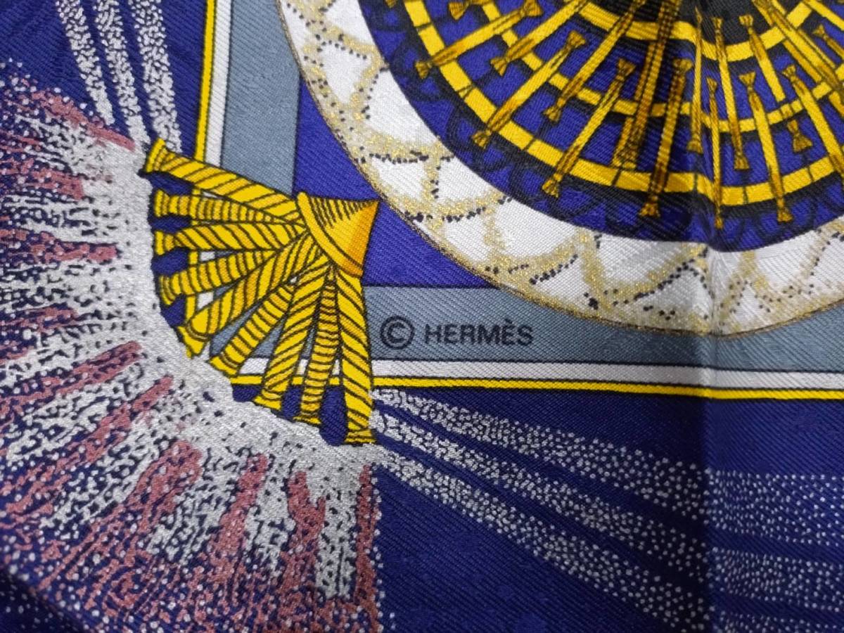 HERMES エルメス/技巧の火 花火 ナポレオン150年周年記念 スカーフ シルク /現状品/中古/の画像4