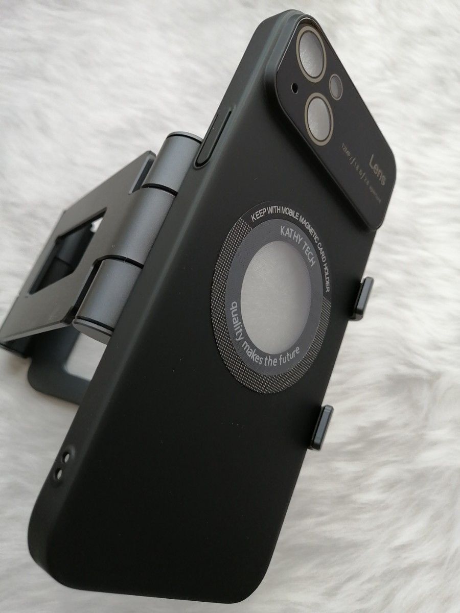 iPhone14Plus 用ケース MagSafe対応 カメラレンズ保護大型ビューウィンドウ ブラック