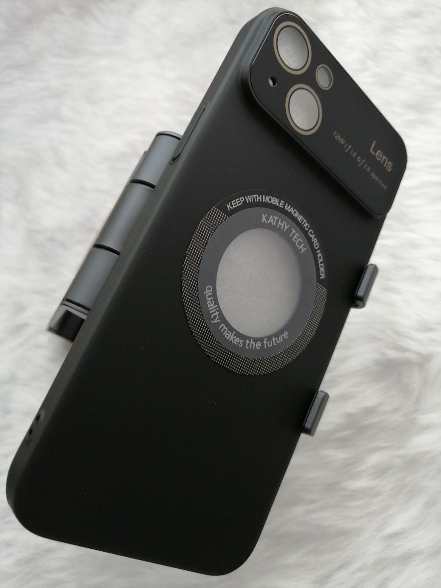 iPhone14Plus 用ケース MagSafe対応 カメラレンズ保護大型ビューウィンドウ ブラック