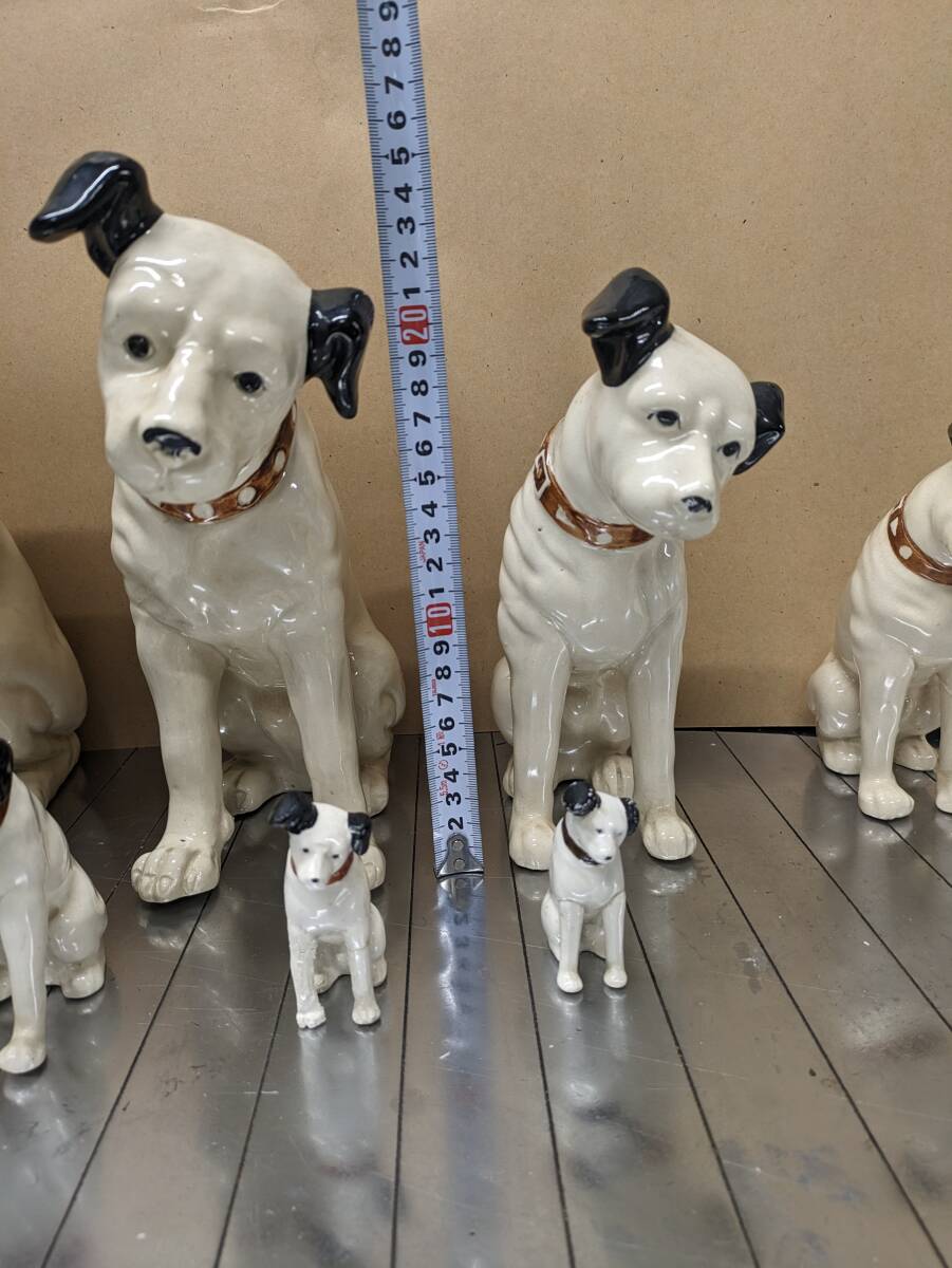 アンティーク ビクター犬（Victor） ニッパー君（Nipper） 陶器 置物 7体セット 入手困難品 企業品_画像2