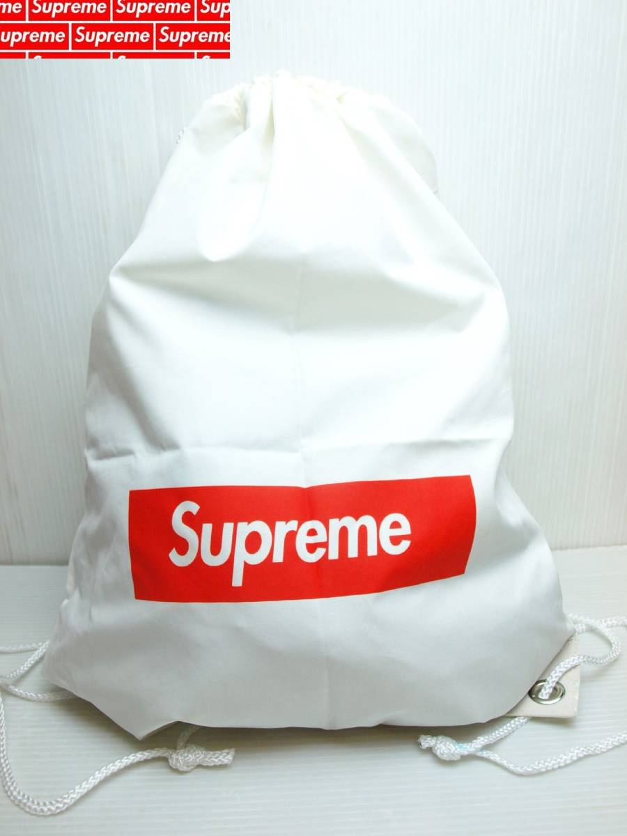 Supreme シュプリーム Drawstring Bag White ドローストリング バッグ 巾着袋 ホワイト 白 Box logo ボックスロゴ 新品未使用品 レア！_画像1